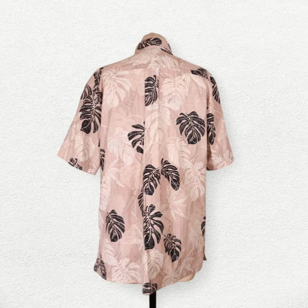 Bishop St. Apparel Tropical Print Shirt in Grey Tan & Blue